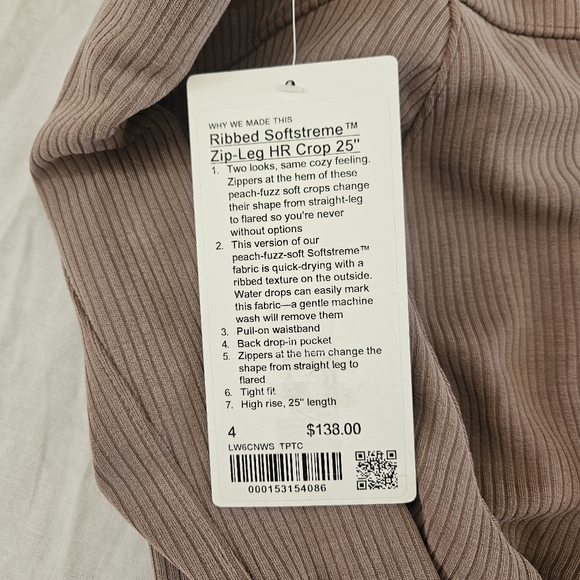 Lululemon Softstreme Zip-Leg HR Crop 25" TPTC Taupetastic Women's Size 4 - Picture 6 of 7